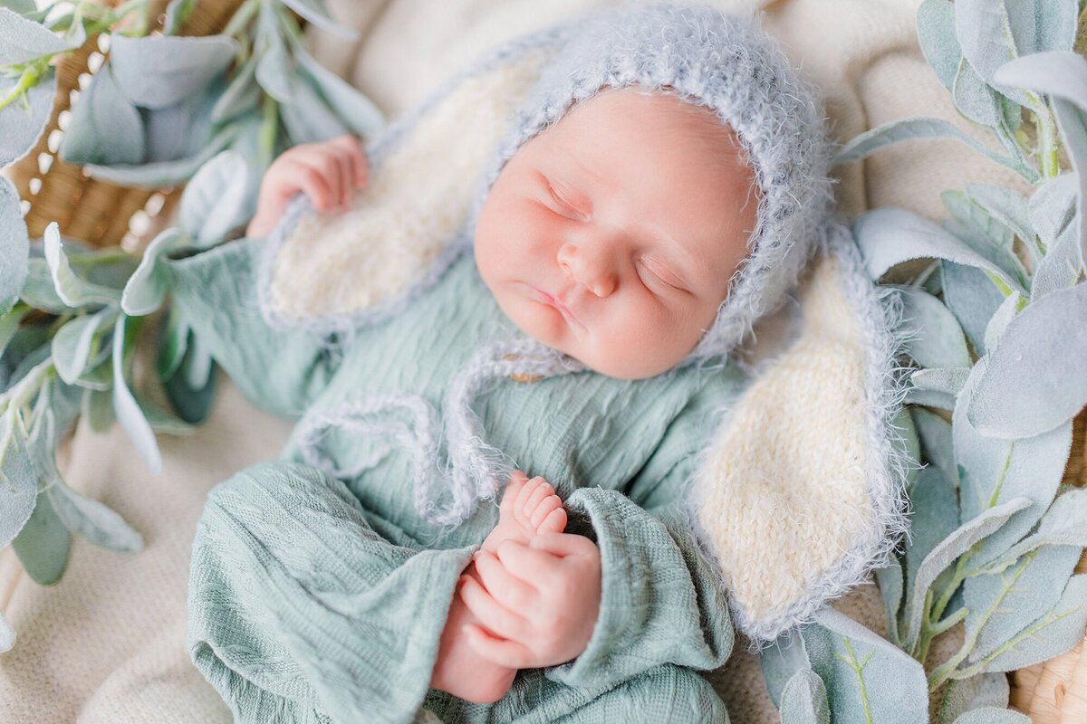 newborn boy with bunny ears