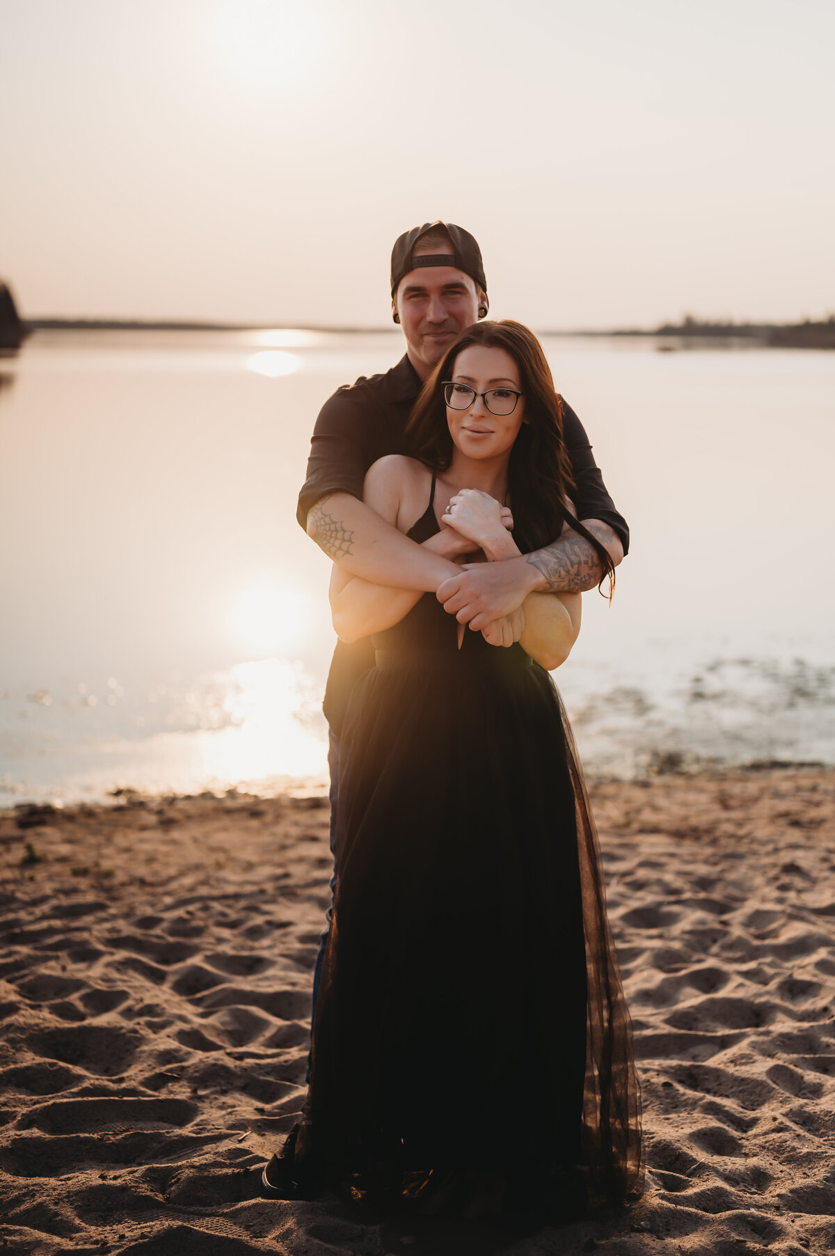 golden hour engagement photography on the beach in Edmonton, Alberta