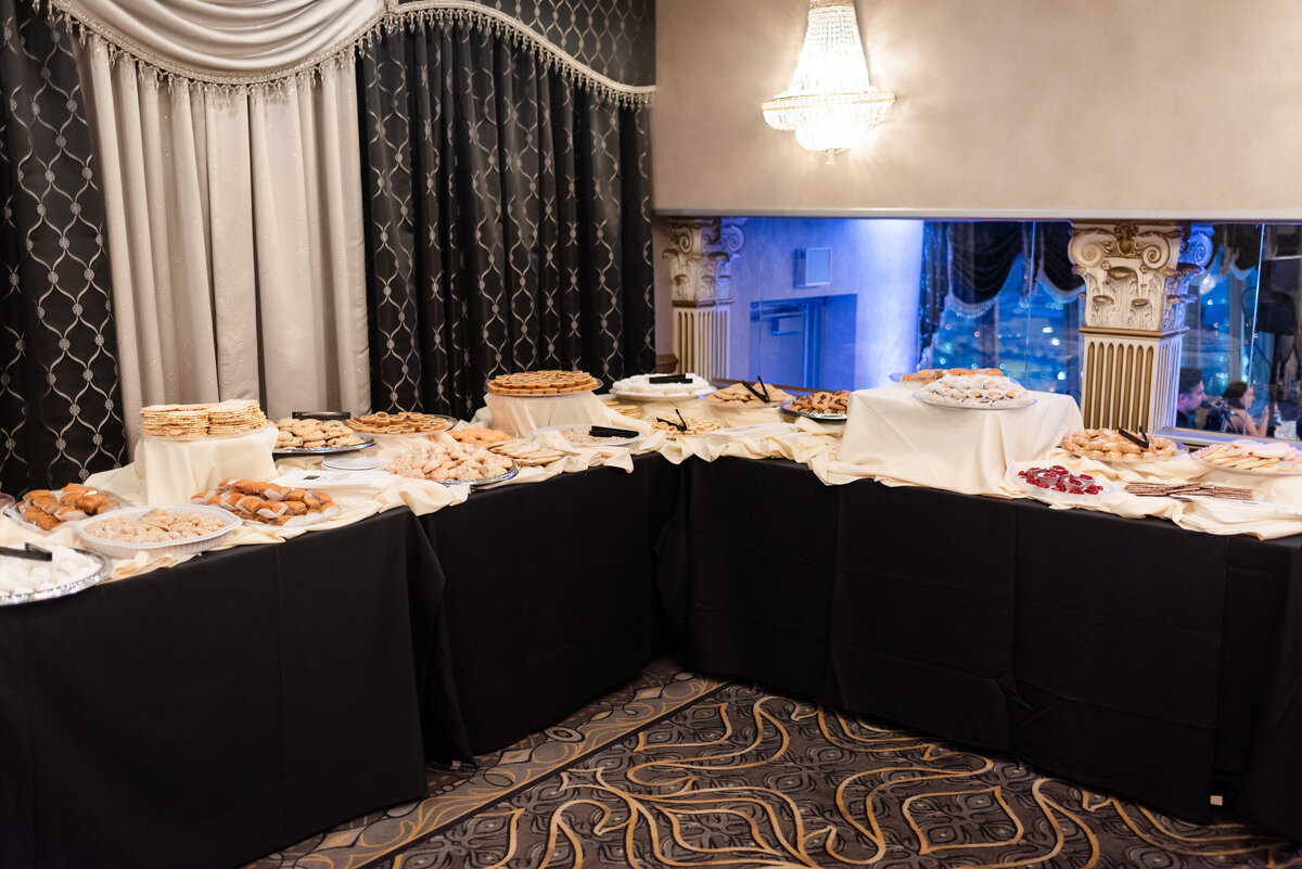 cookie table setup at a lemont restaurant wedding