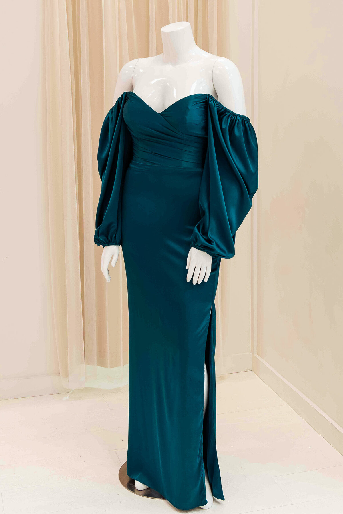 Alaia-Long-Sleeve-Evening-Gown-in-Teal (1)