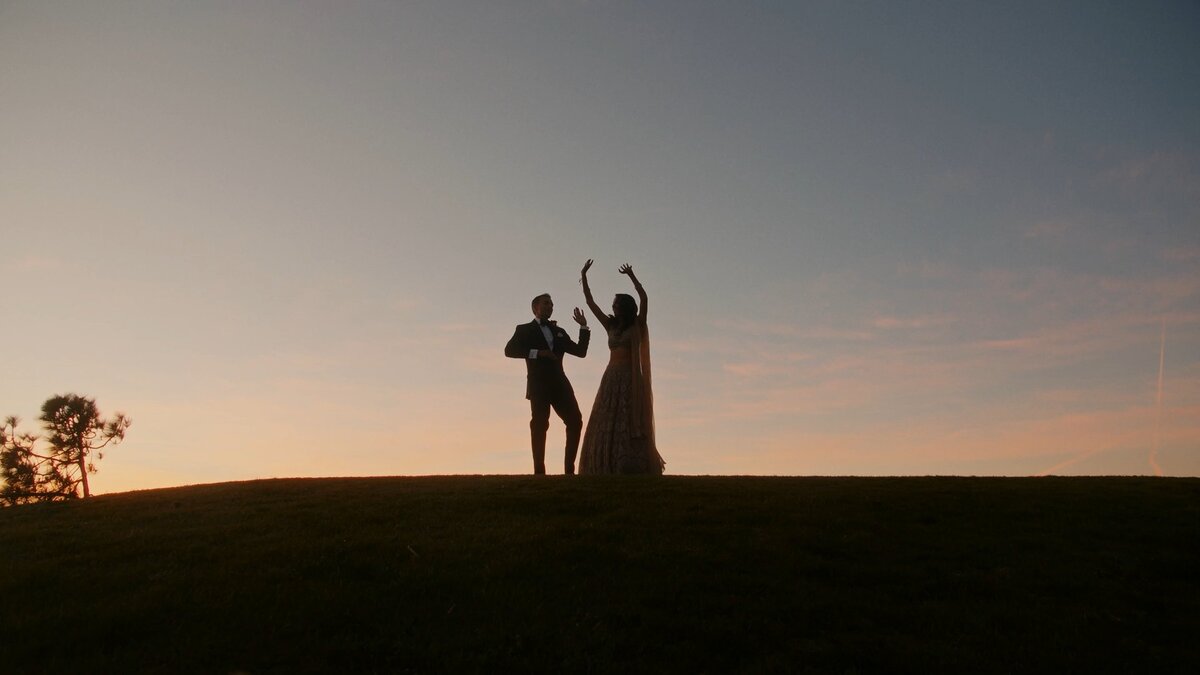 Indian wedding couple dancing
