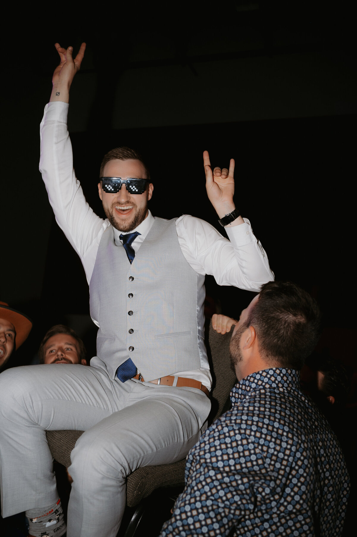 groom partying at edmonton reception
