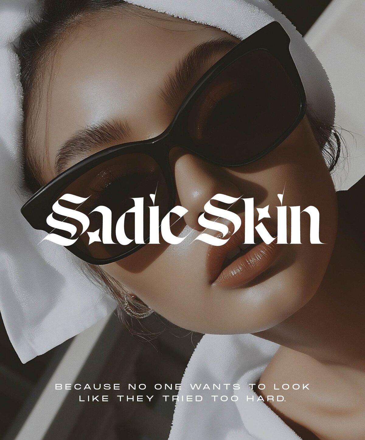 woman with black sunglasses-sadie skin logo and tagline