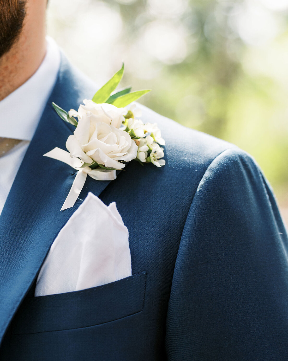 detail shot of grooms florals