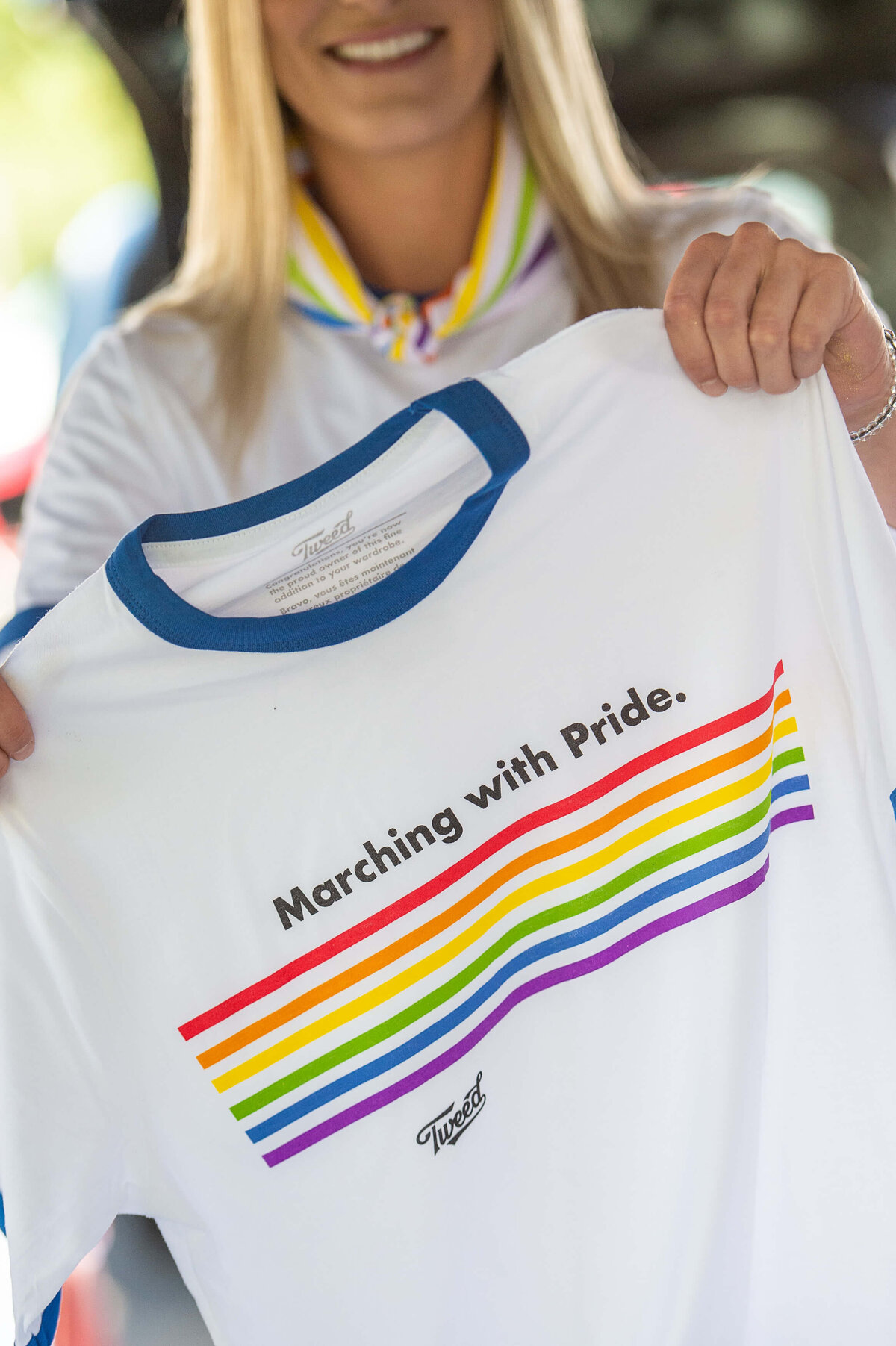 a closeup photo of a pride t-shirt given to marchers in the Tweed Canopy Growth pride parade.  Captured by Ottawa Event Photographer JEMMAN Photography COMMERCIAL