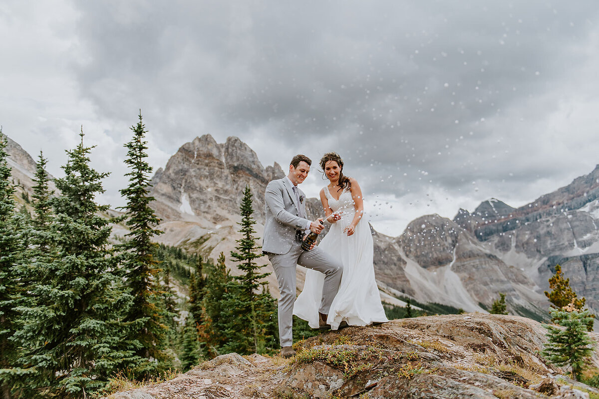 Couple during their Helicopter elopement in Whistler B.C