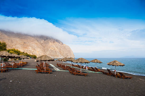 Santorini black beach