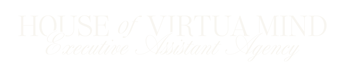 White logo for House of Virtua Mind, Executive Assistant Agency