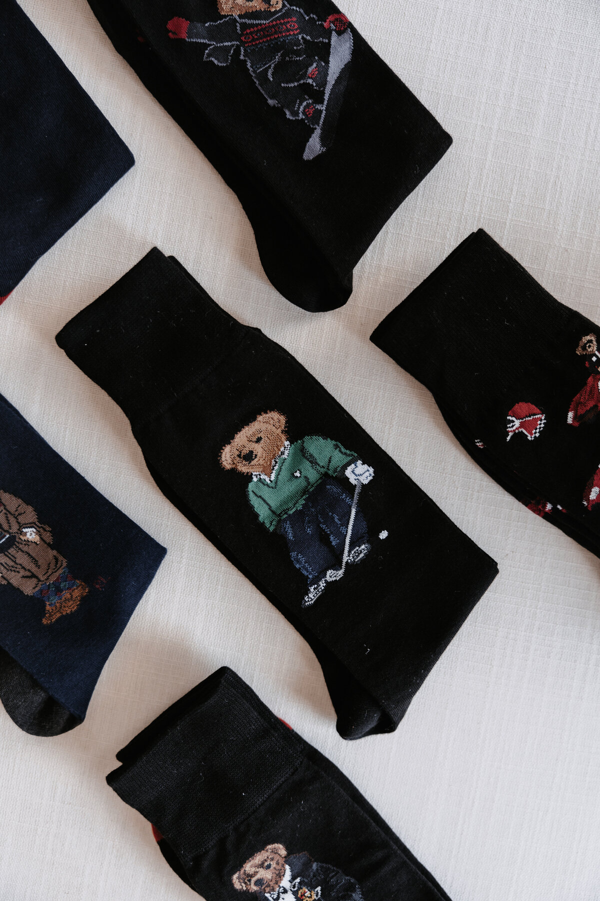 Socks with posh bears on them