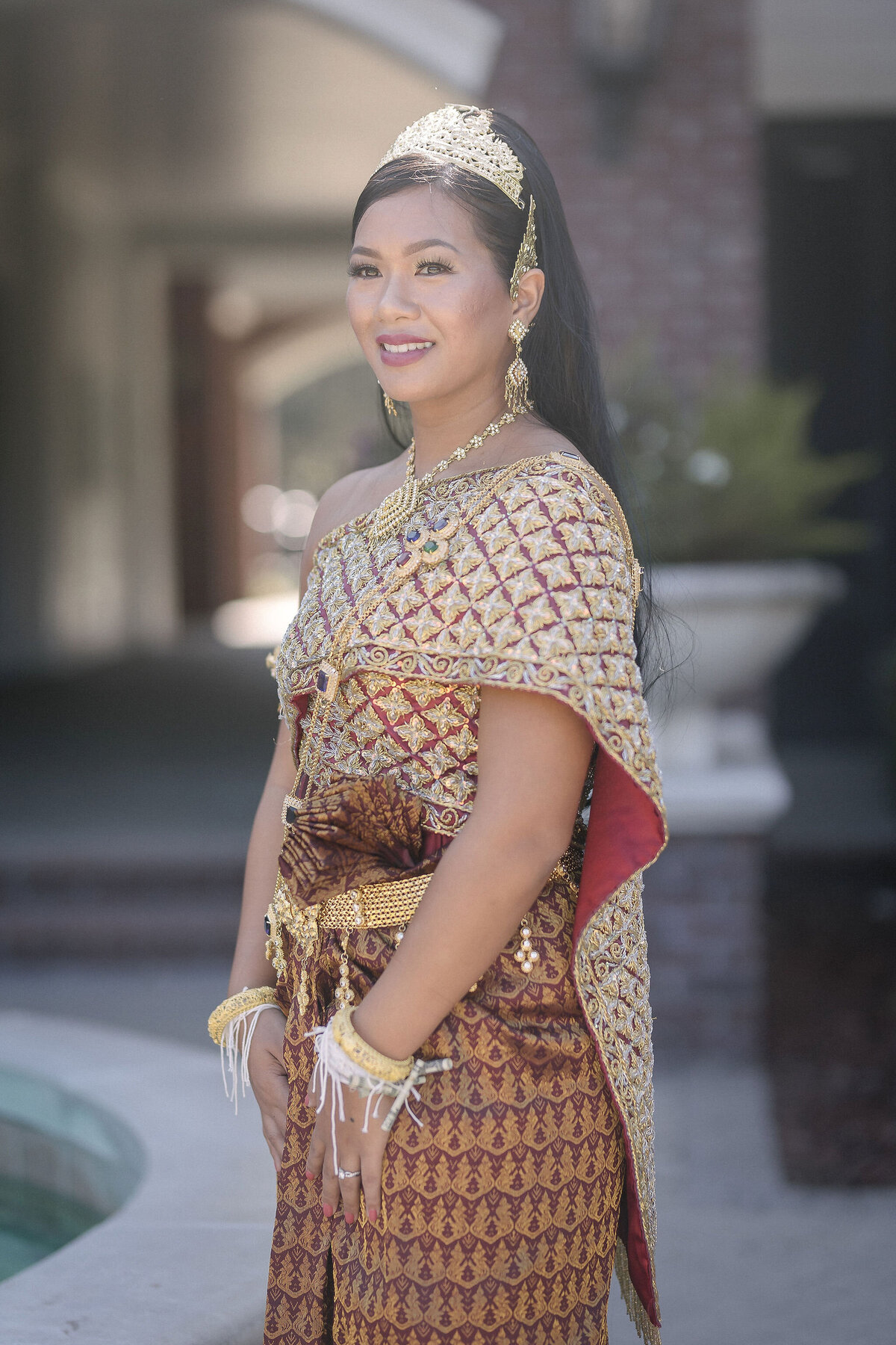 Bride and Groom in Traditional Cambodian Wedding Ceremony Outfits | Khmer Wedding Photography, Phavy Photography