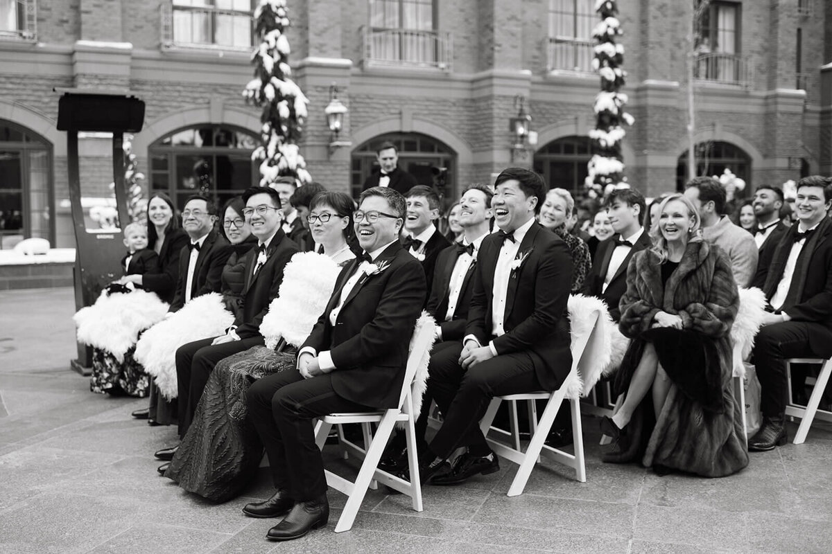 Guests seating outside of the Aspen St. Regis outdoor wedding ceremony.
