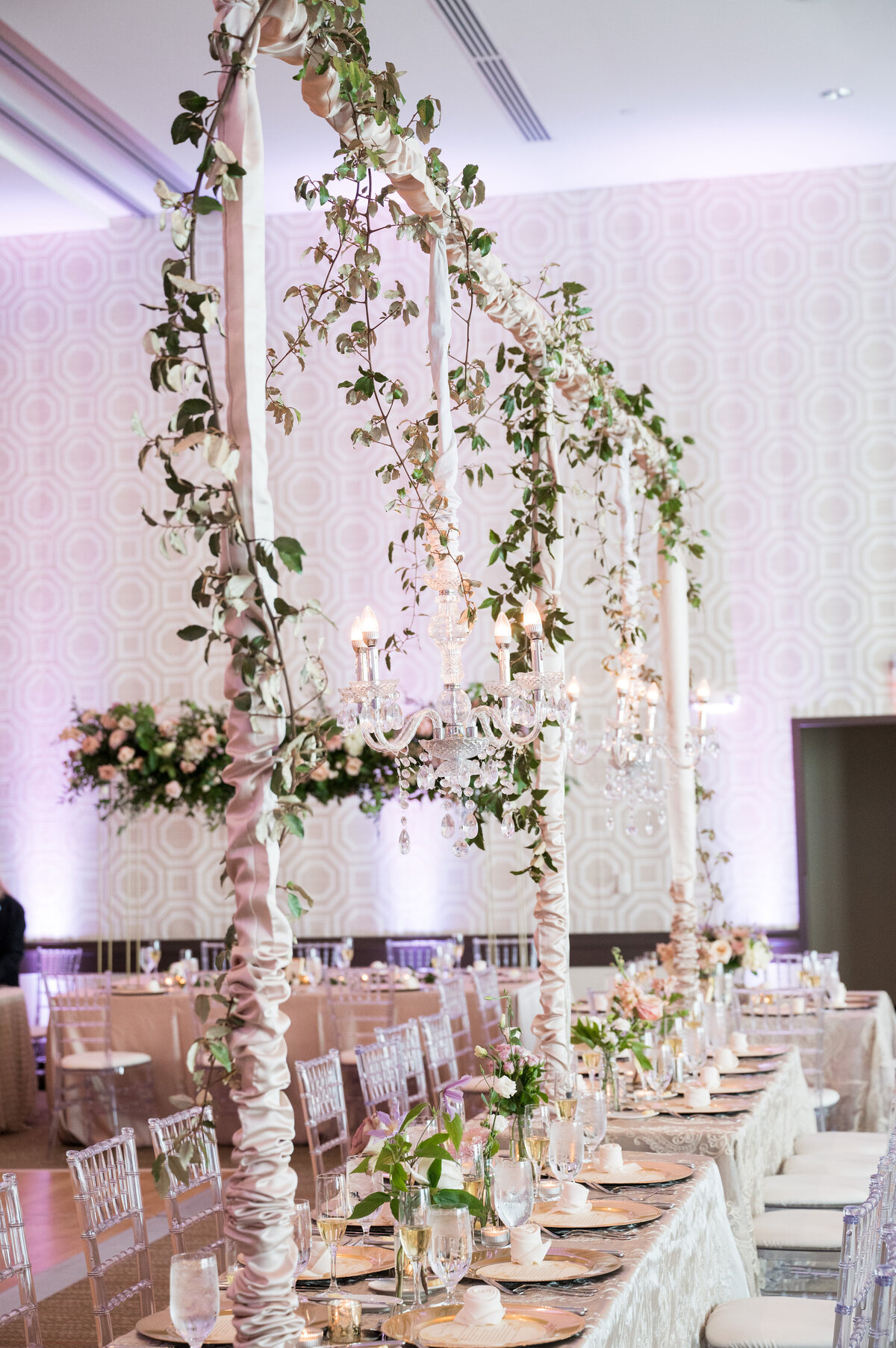 wedding reception design in new fairmont hotel ballroom