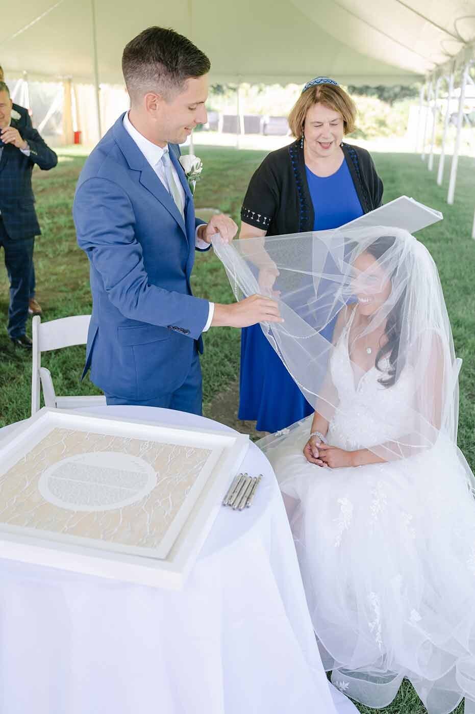 Jewish Traditions at Wedding reception for bride and groom