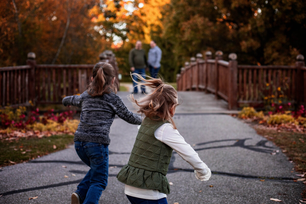 Boy and Girl Running to parents