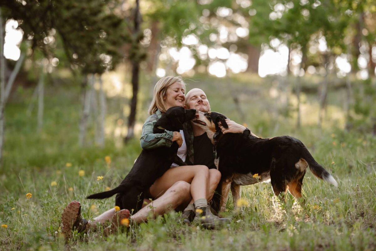 Couples photos with dogs
