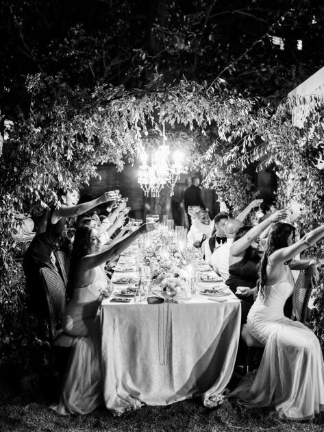 Wedding photos DC guests toasting at the reception at Larz Anderson House in DC.