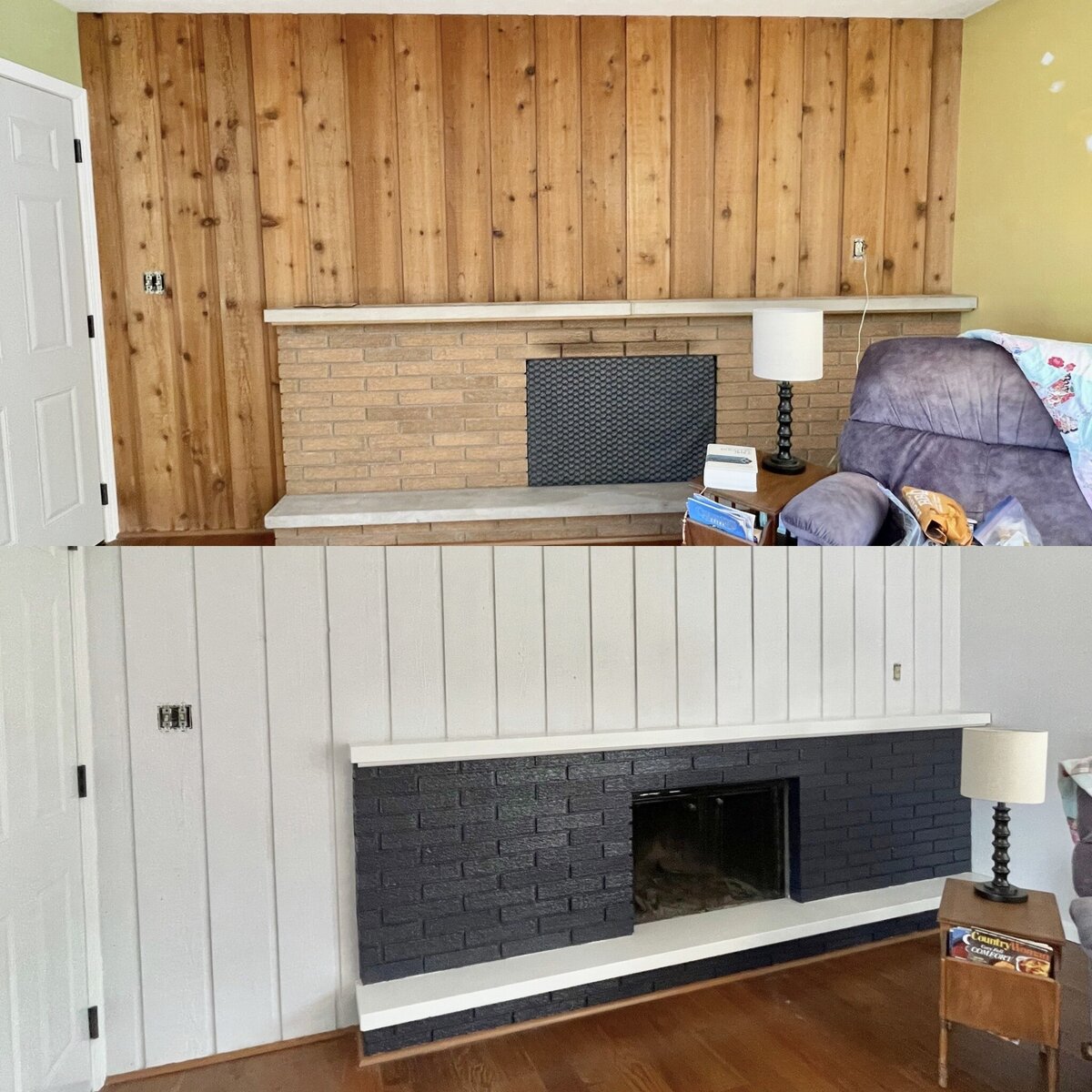 brick fireplace painting using sherwin williams