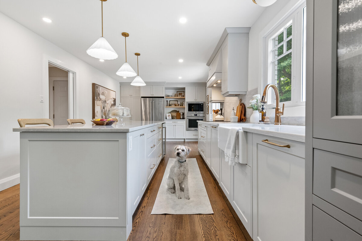 Final image of our elegant espresso kitchen interior design project.