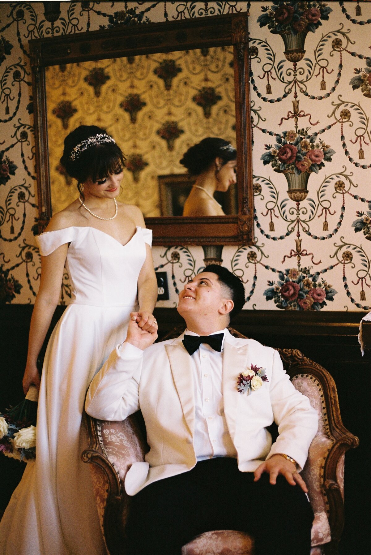 happy wedding couple sharing a special moment
