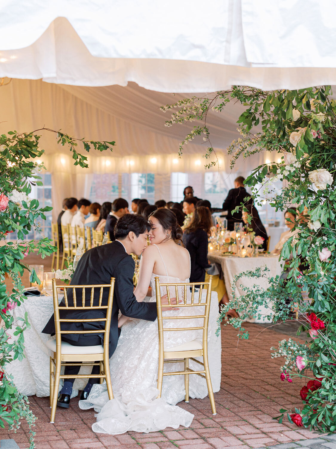 Wedding couples sweet moments groom kiss brides shoulder