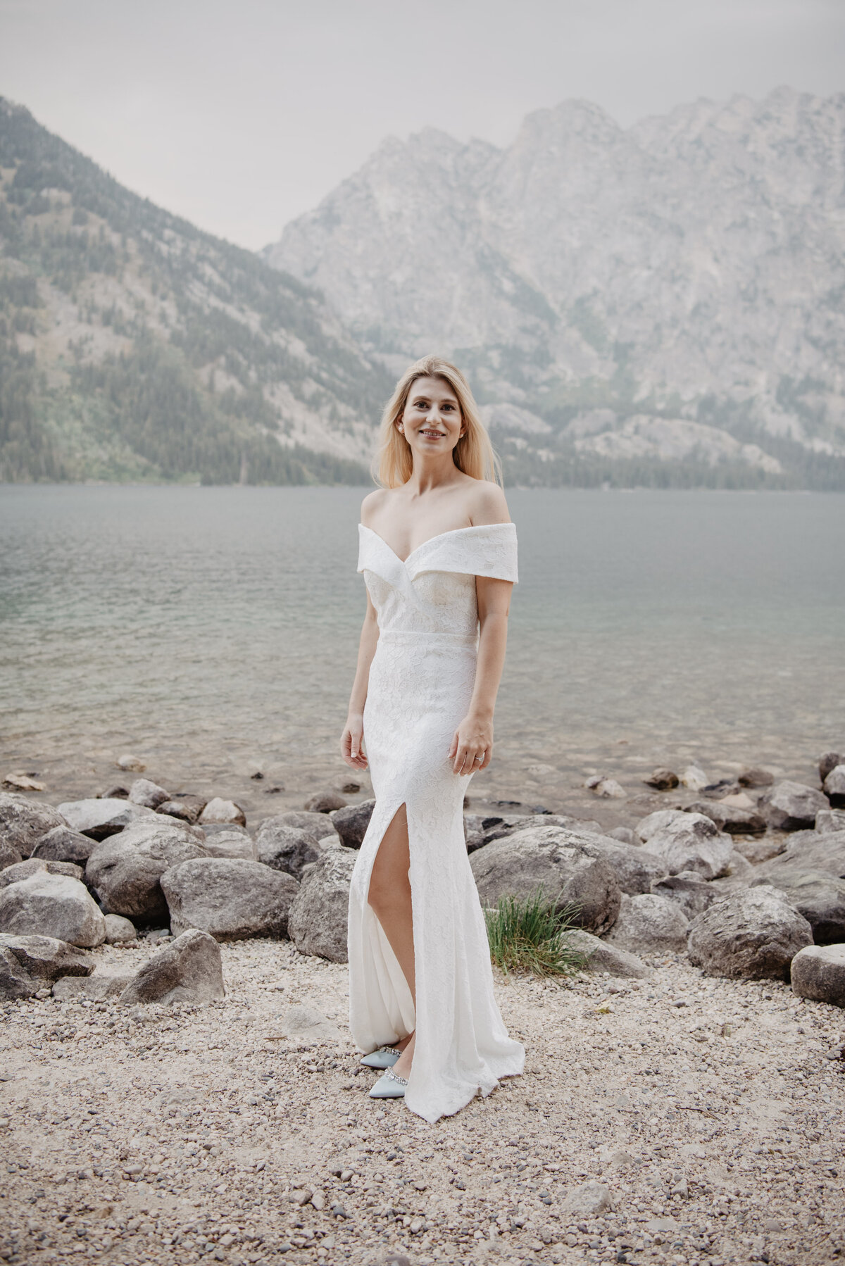 Photographers Jackson Hole capture bride wearing wedding dress