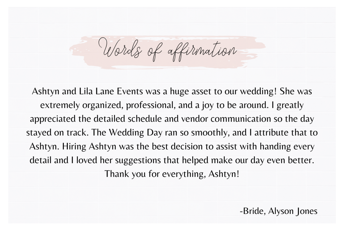Copy of Ashtyn was absolutely amazing during the entire wedding planning process and knocked it out of the park the day of the wedding! She was extremely responsive and answered all of our questions without hesitatio copy