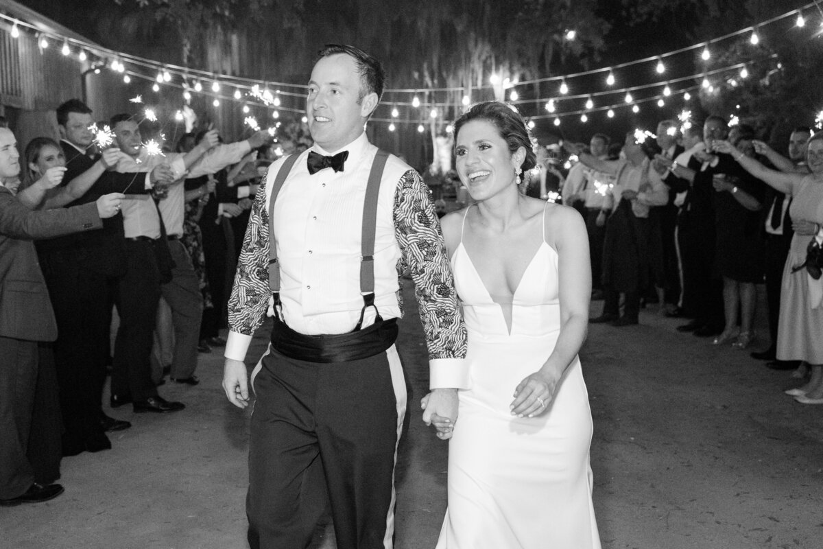 Sparkler exit at a Boone Hall Plantation elegant spring soiree wedding  |  Charleston wedding photographer Dana Cubbage Weddings