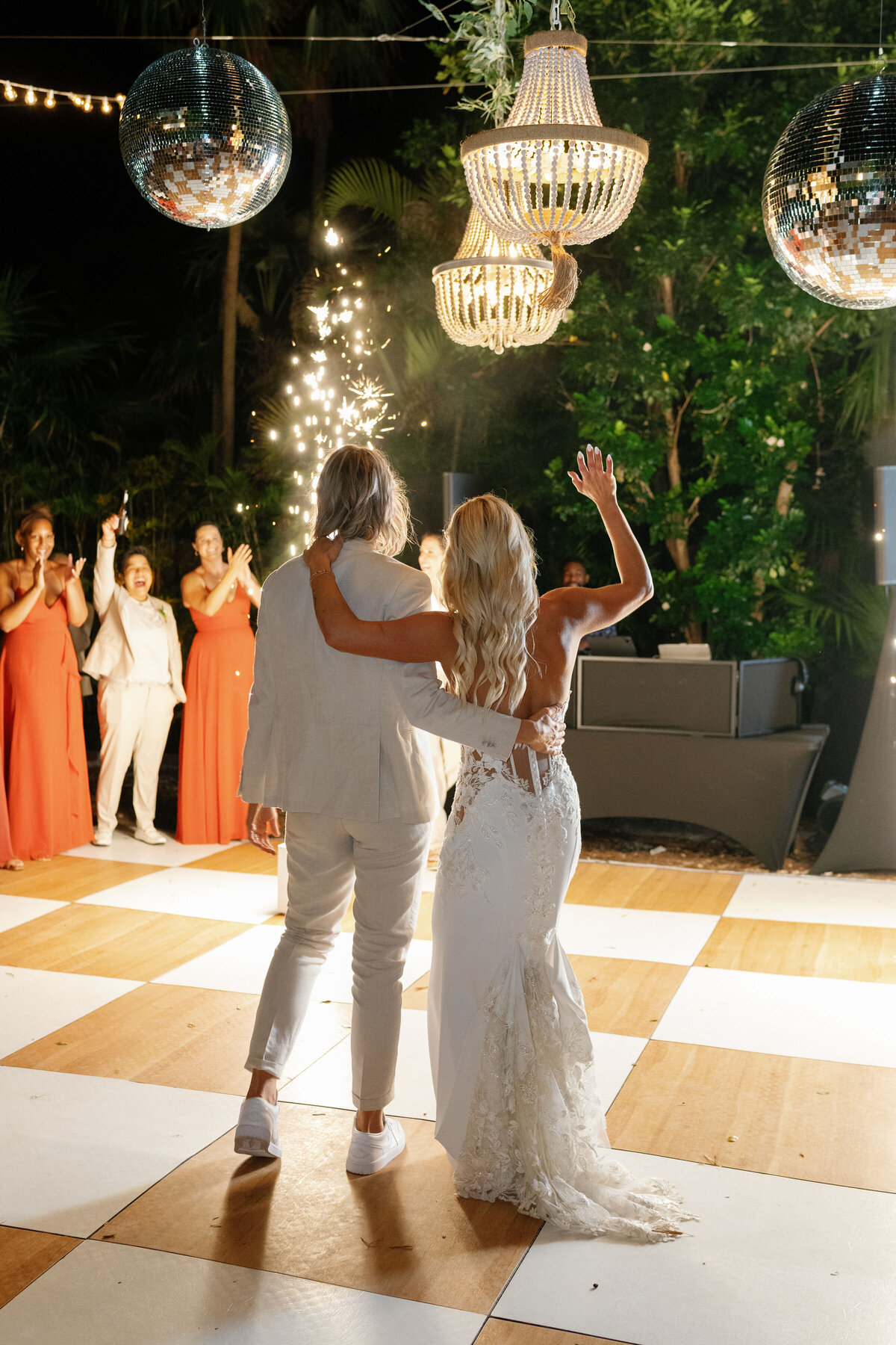 1 jordan and danielle - bride and bride - key west brides - hemingway home wedding - key west wedding planner - florida keys wedding - wedding first dance - luxury wedding - cold sparklers - wedding sparklers -
