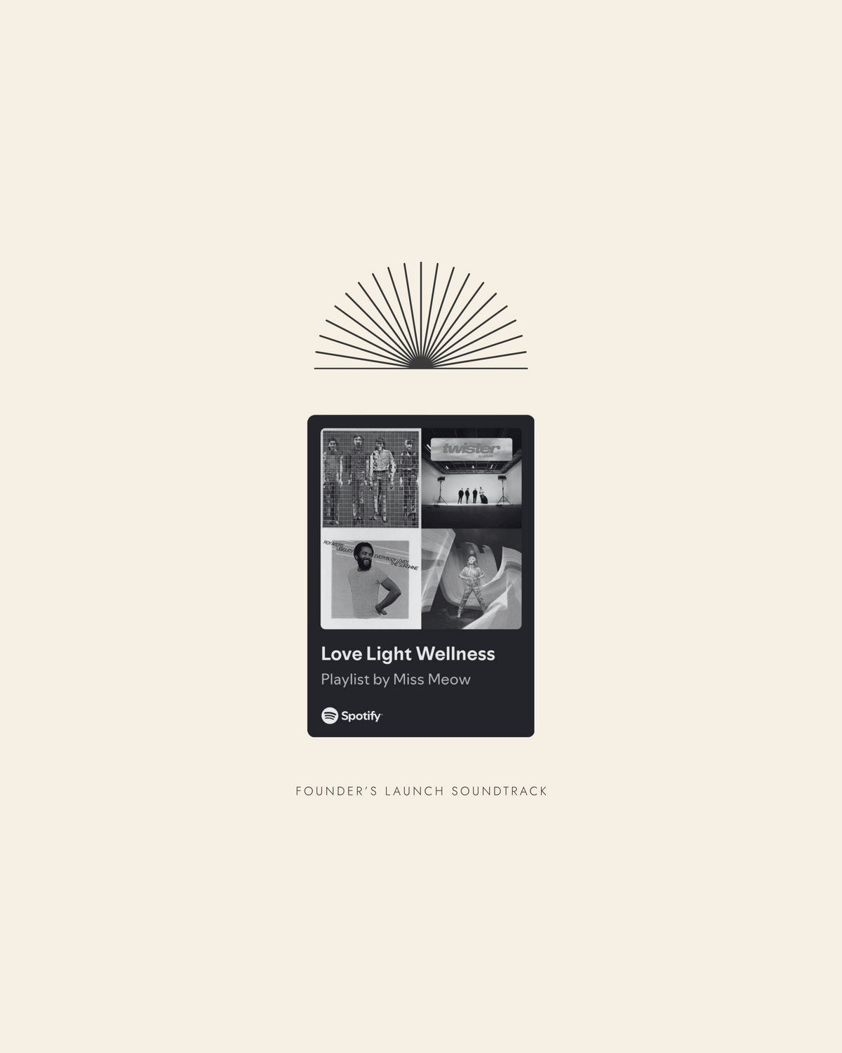 Minimal neutral tone graphic of founder sound track playlist designed by Studio Chan