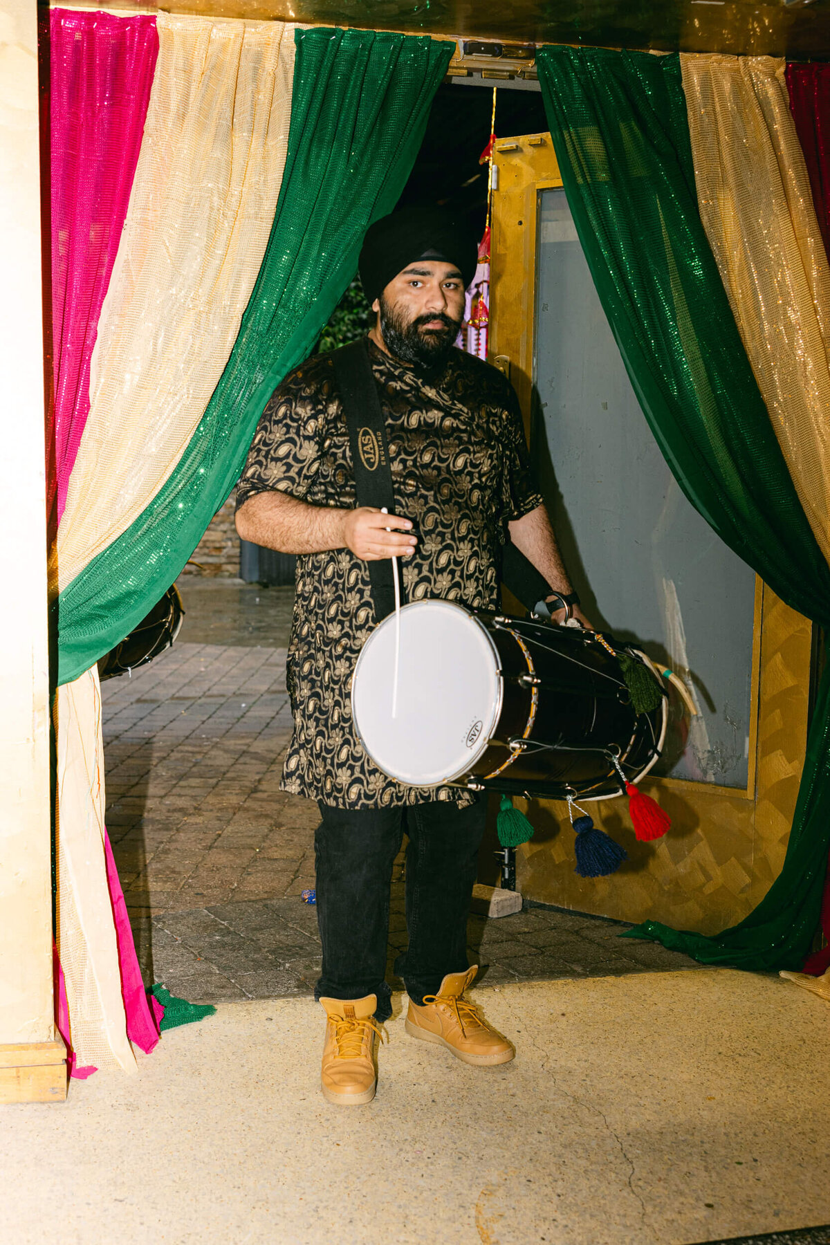 A wedding photo of a drummer at the wedding in Dublin Ireland