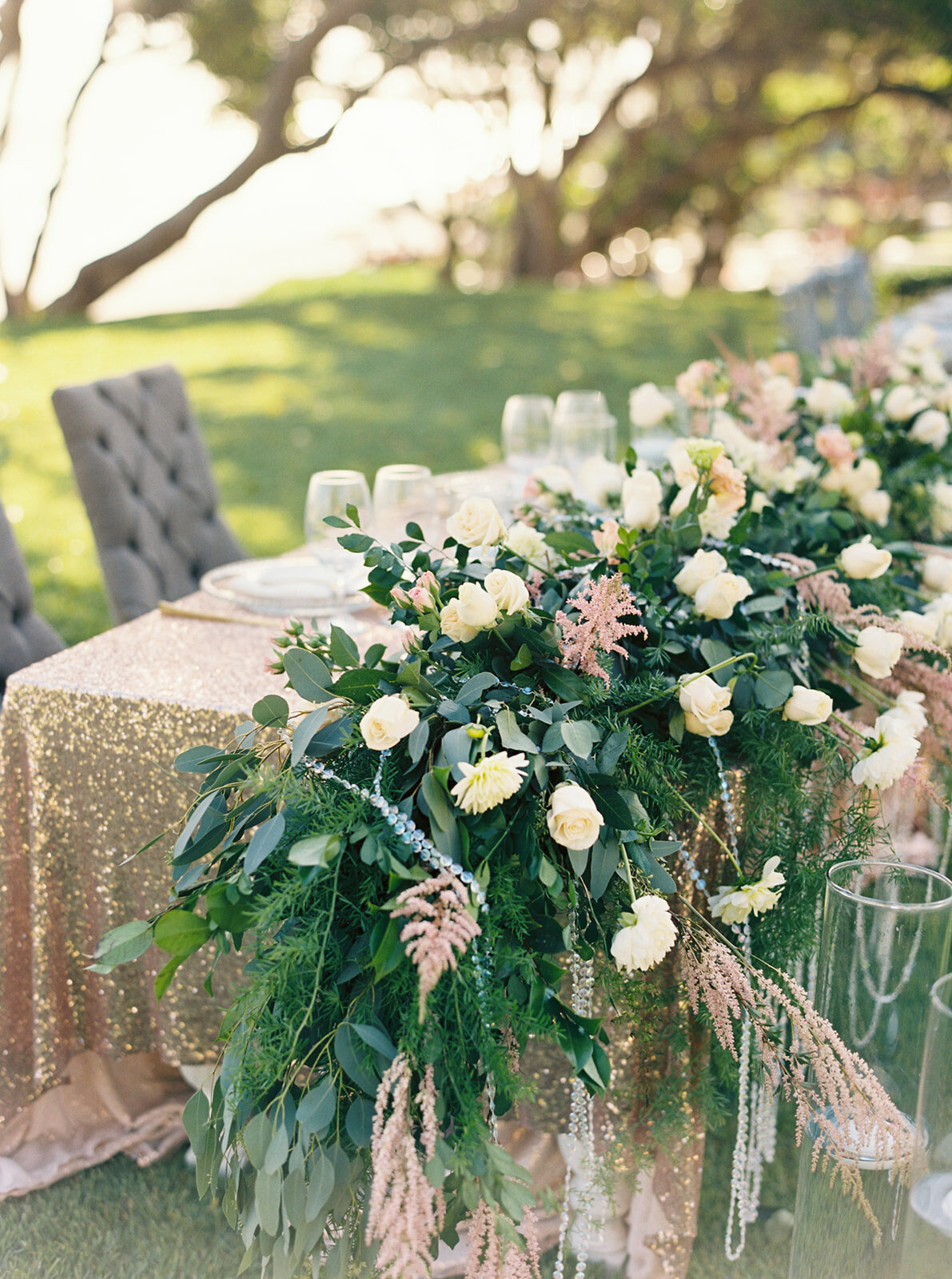 white, pink, and green floral arrangement