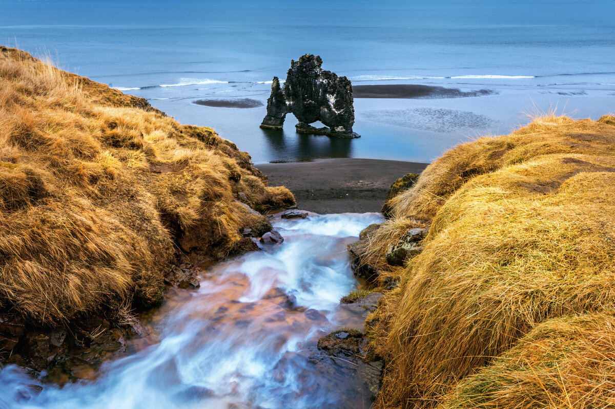 waterfall-hvitserkur-is-spectacular-rock-sea-northern-coast-iceland