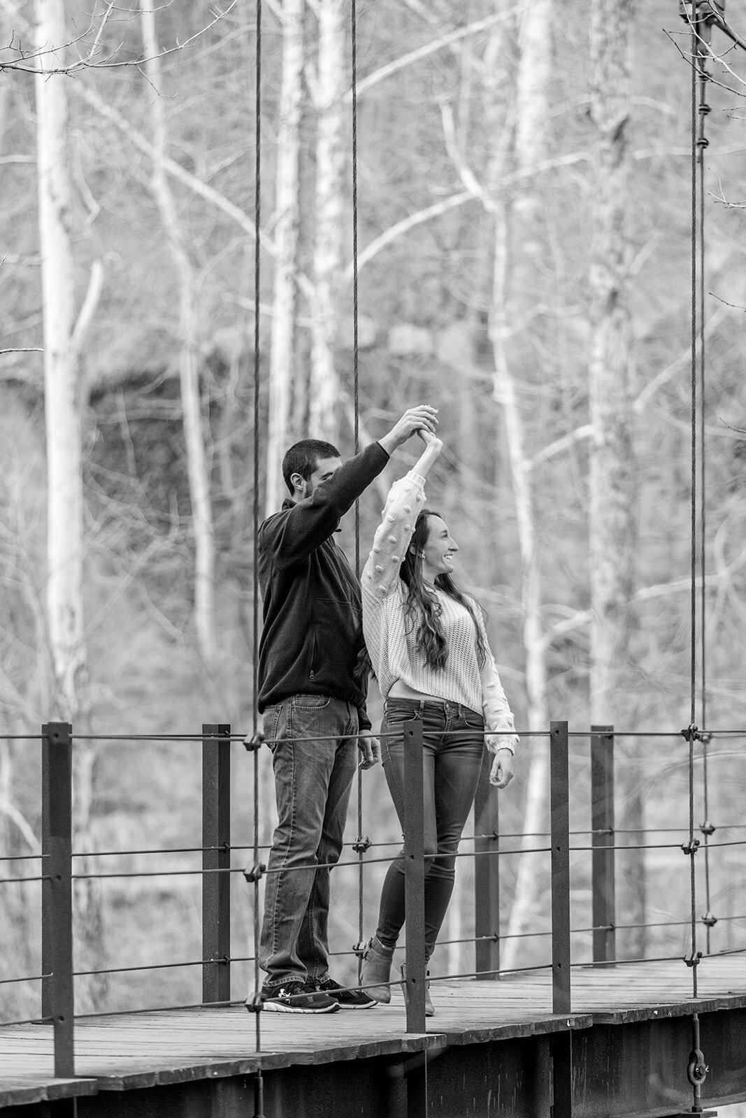 black and white engagement photography