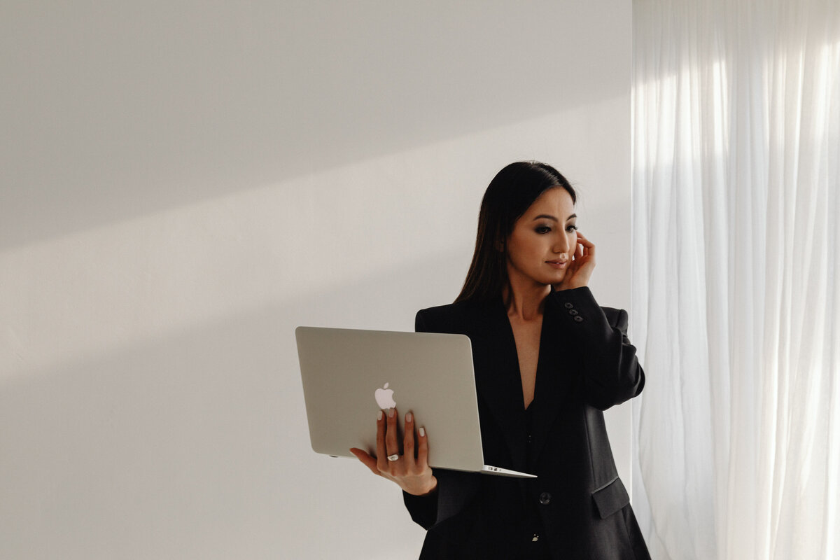 Woman writing on name card