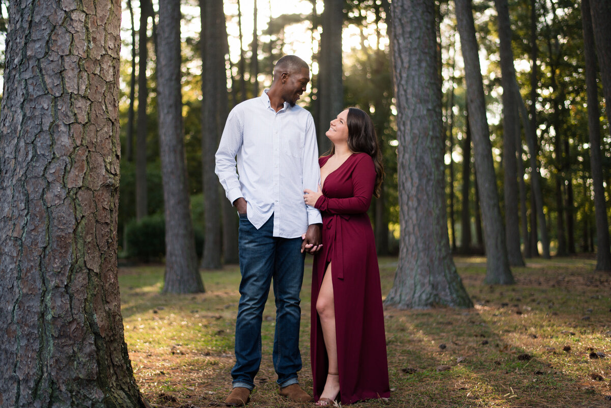 black man and white woman engaged at bayville farms park virginia beach engagement session