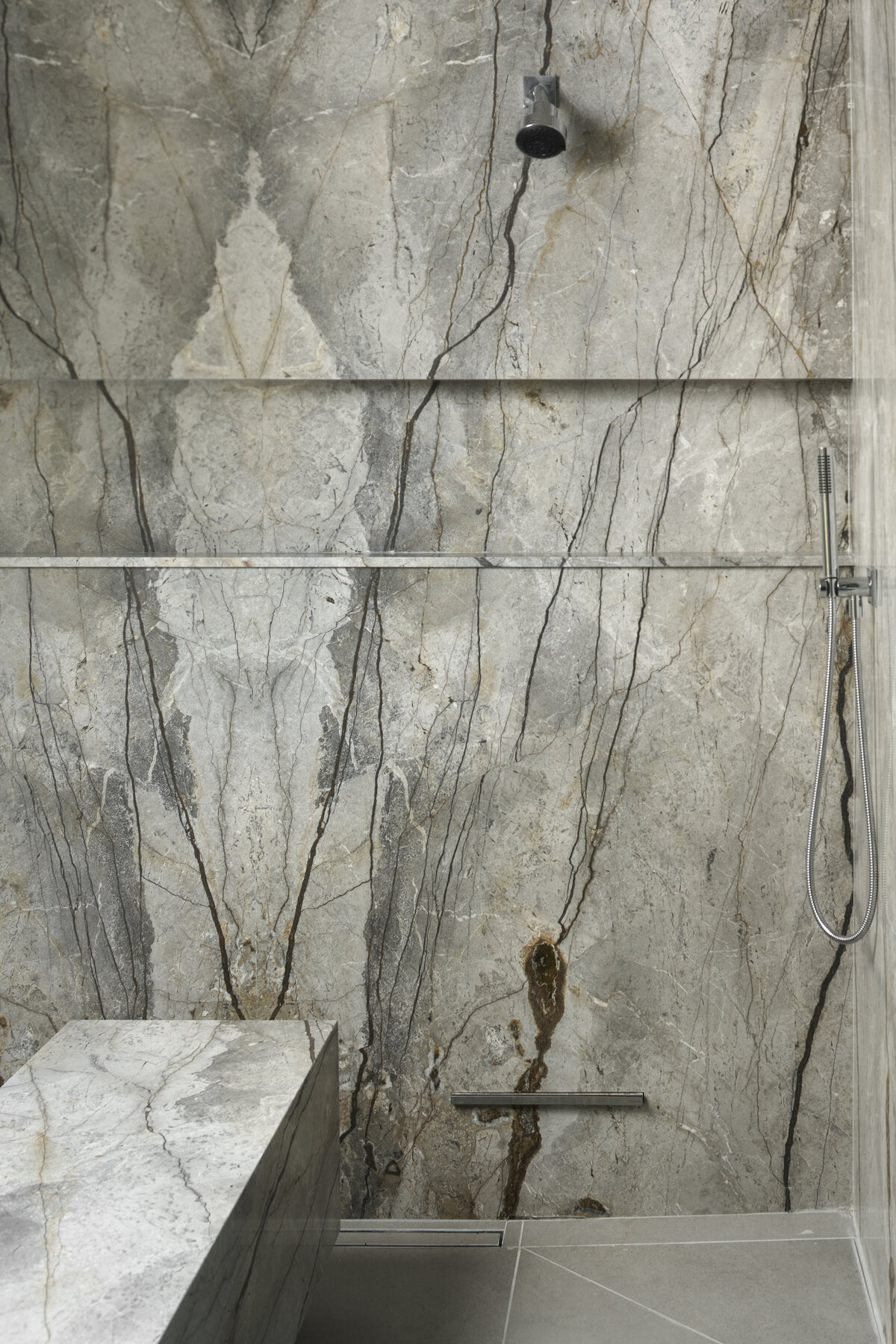Marble Steam shower Silver Roots DOrcnbracht Shower designed by JSF Design