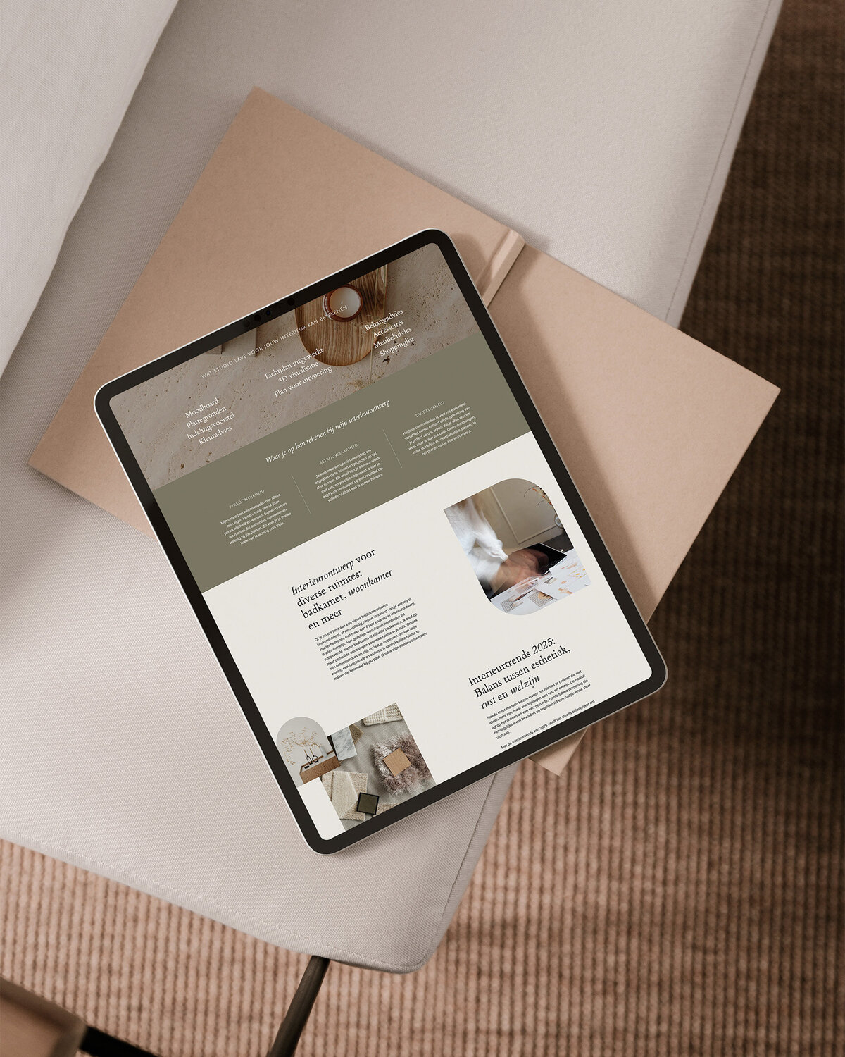 Studio Lave interieuradvies website op iPad – professioneel en stijlvol ontwerp