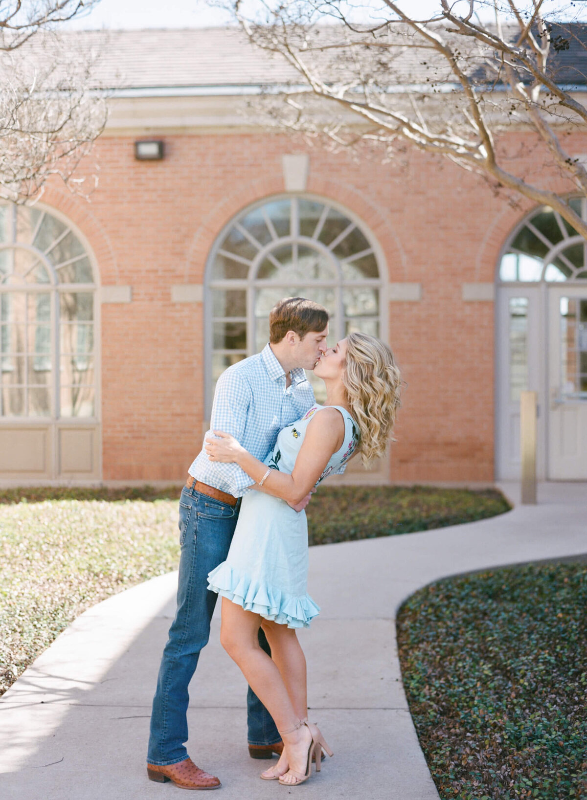 A wedding engagement session photo taken in Fort Worth Texas
