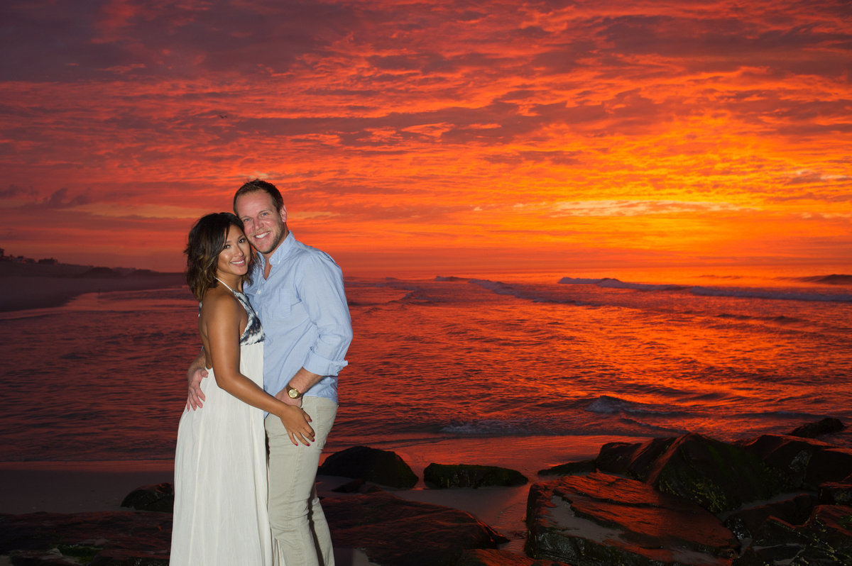 colorful sunrise on LBI engagement photos