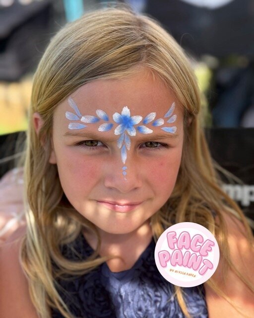 face-painting-by-alyssa-daken-Bemidji-cute-girls-blue-flower-crown-face-paint-design