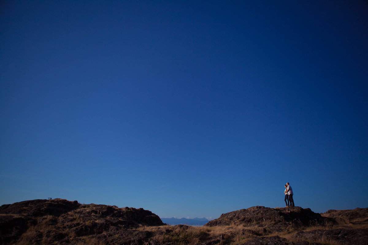 Wide portrait of engaged couple at Neck Point