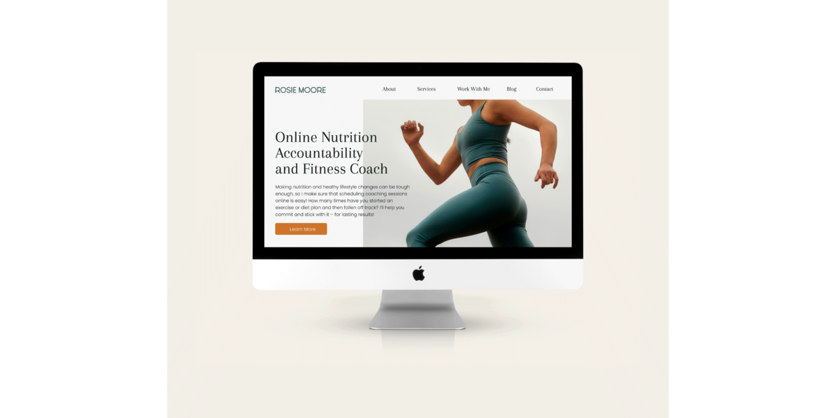 A mockup of a website for Rosie Moore