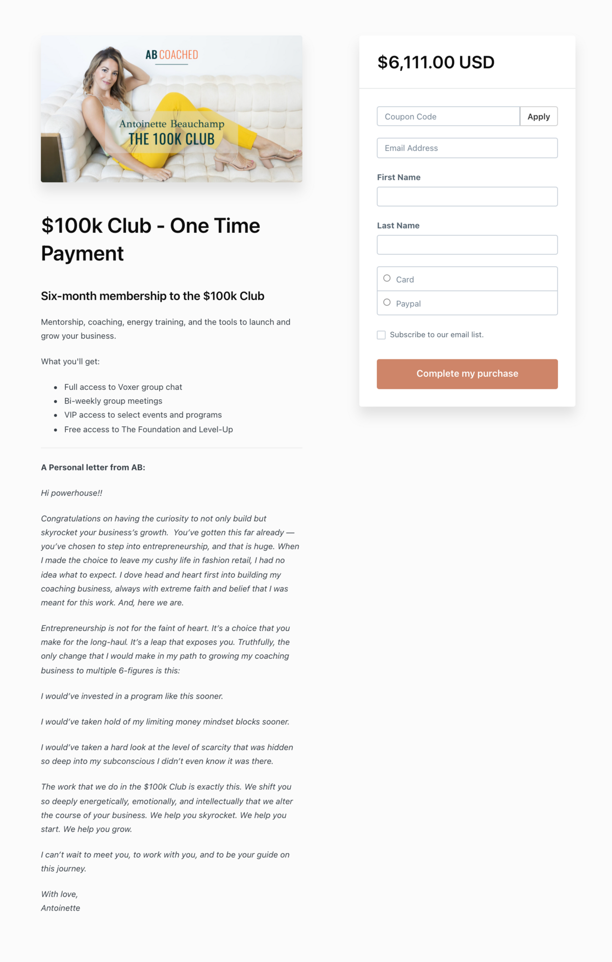 $100K Club Checkout