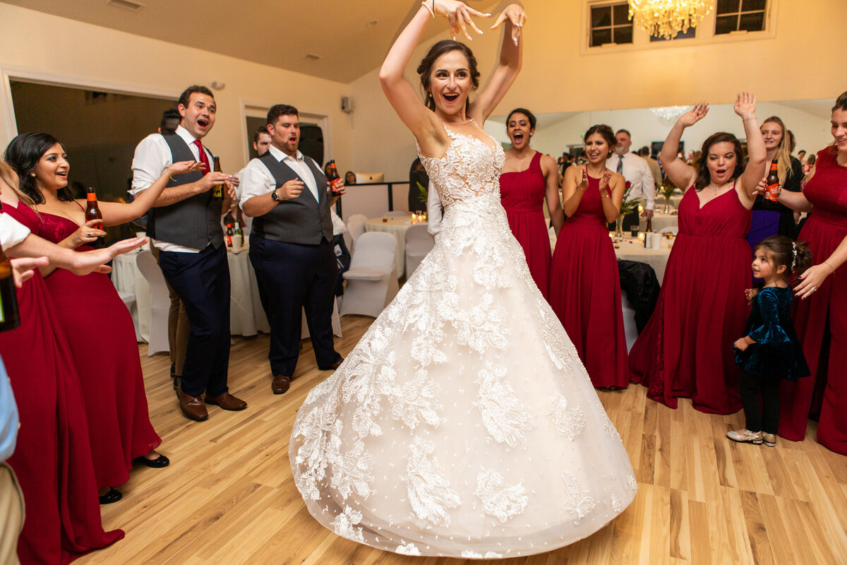 Bride dances for guests at her wedding in Boone, NC