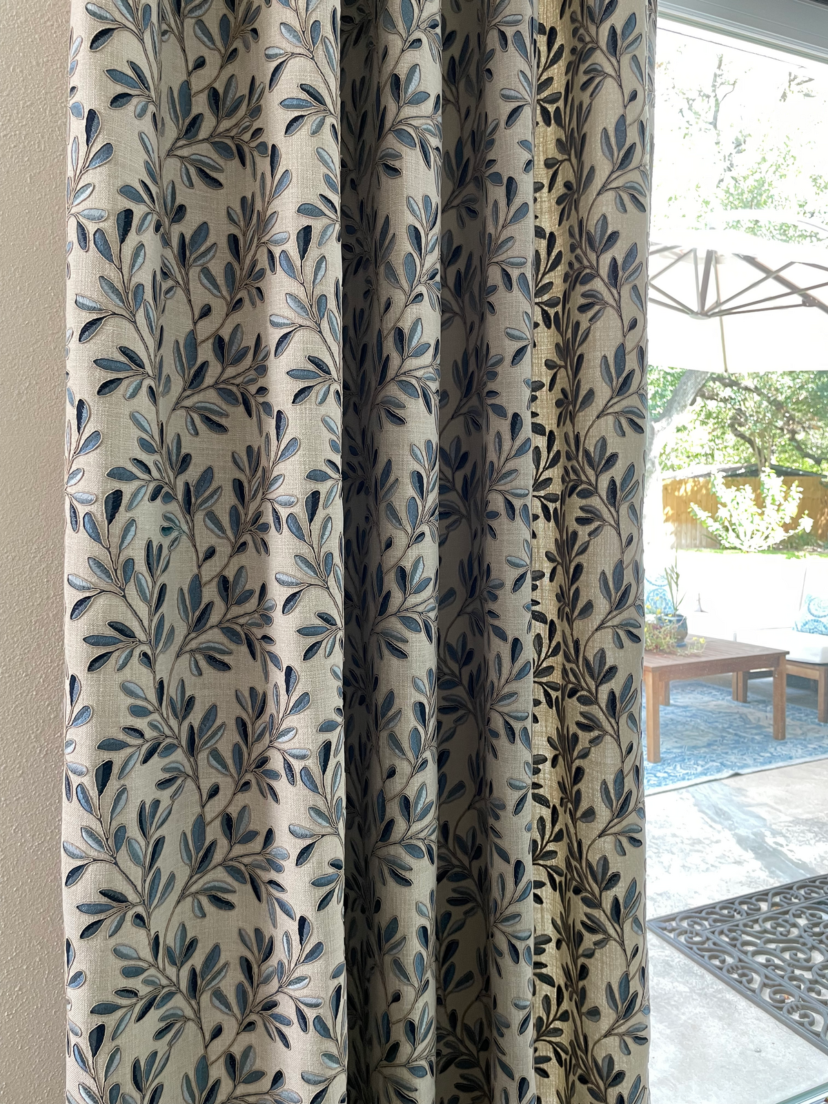 dusti j design blue and white curtains