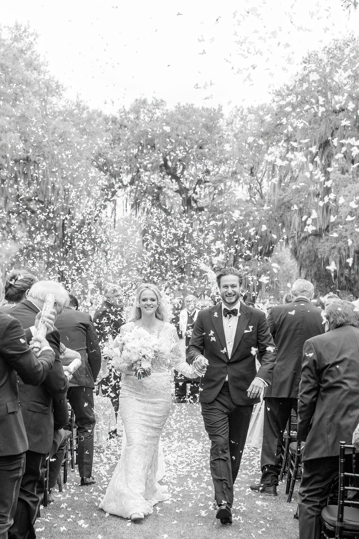 bride and groom butterfly confetti recessional