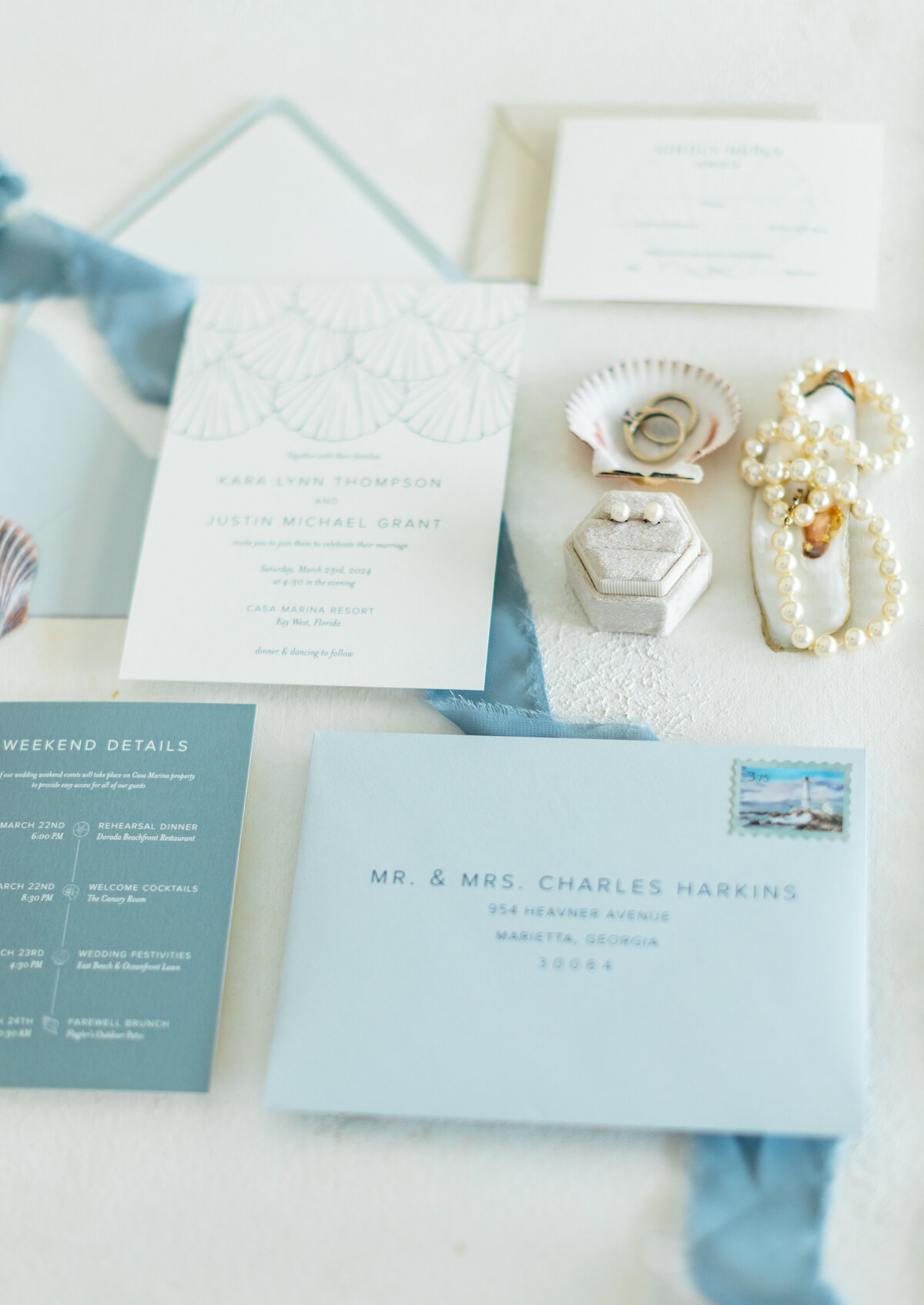 Coastal Classic wedding invitation suite