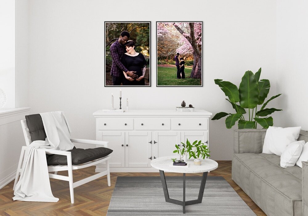 Wall collages of canvas and prints for your maternity and pregnancy photo session.
