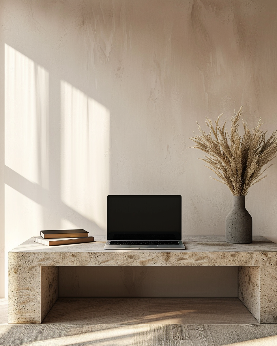 marga888_Modern_minimalistic_stone_table_with_a_MacBook_on_it_46a8829b-f470-4ade-8ca0-e46368585e8a_3