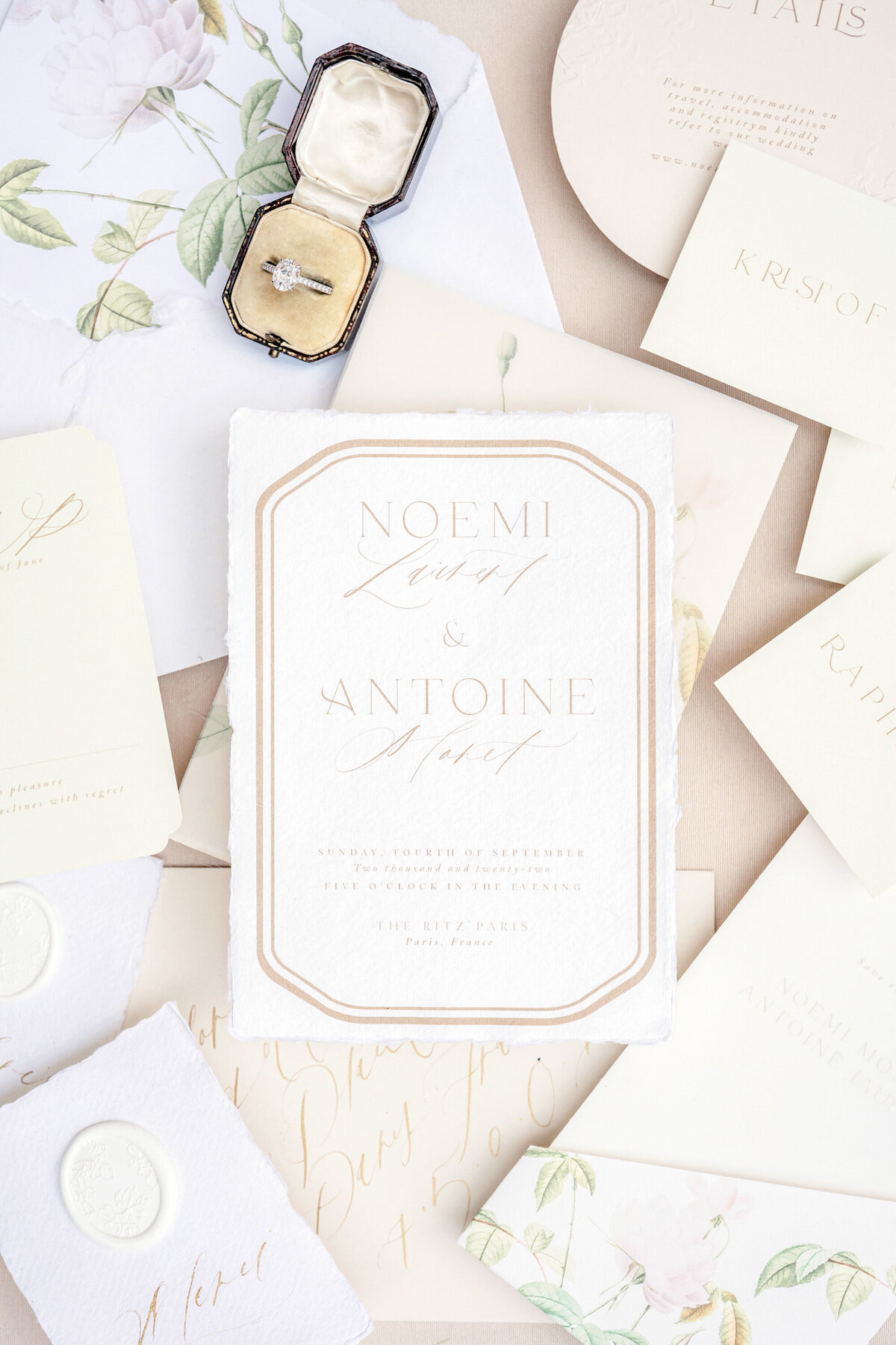 17-Ritz-Wedding-Sationery-Flatlay-green-ivory-Paris-Victoria Amrose-Photography (2)